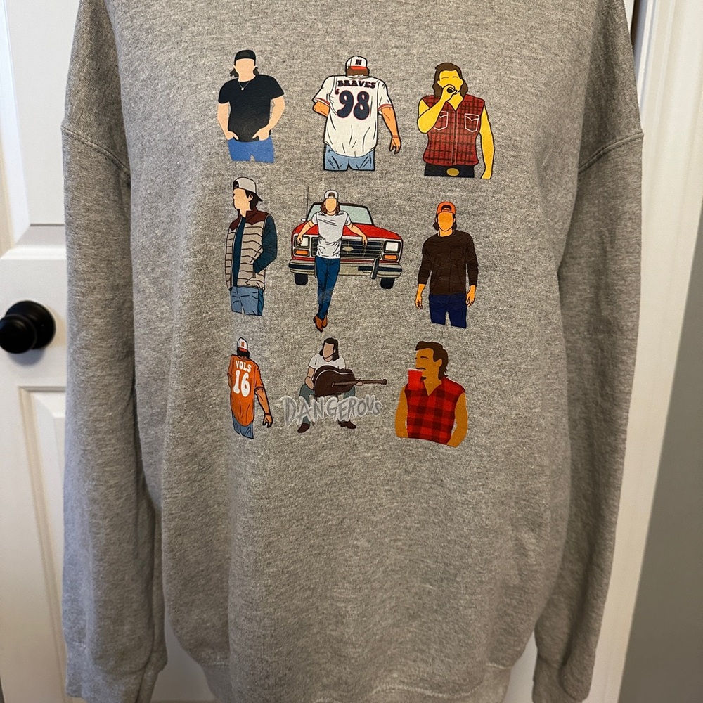 Gildan Gray Morgan Wallen Crewneck Sweatshirt